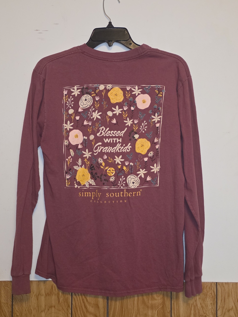 Simply Southern Women's 'Blessed with Grandkids' Long Sleeve Tee - Deep Mauve